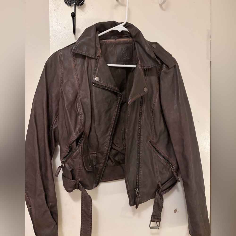 Brown leather jacket